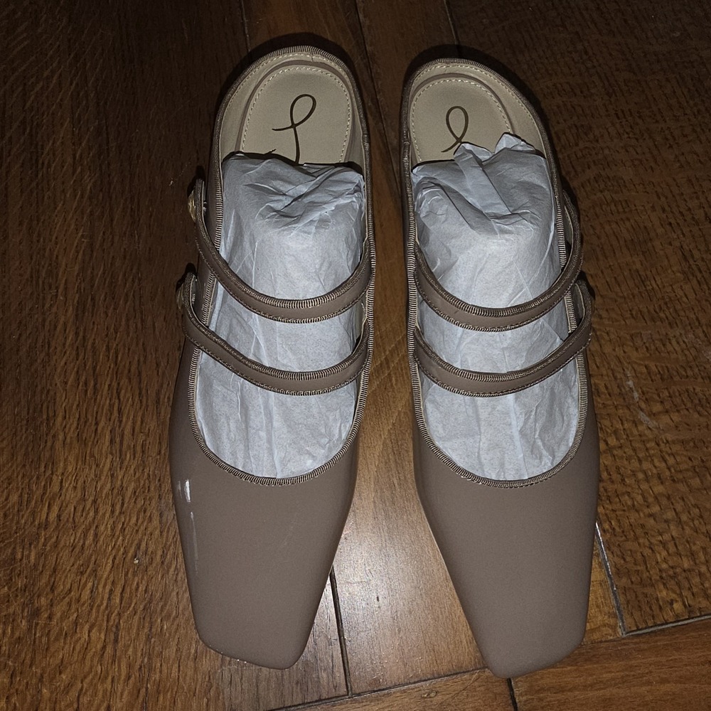 Sam Edelman McKenna Mary Jane Mule Heels Taupe Size 8.5 New NWT